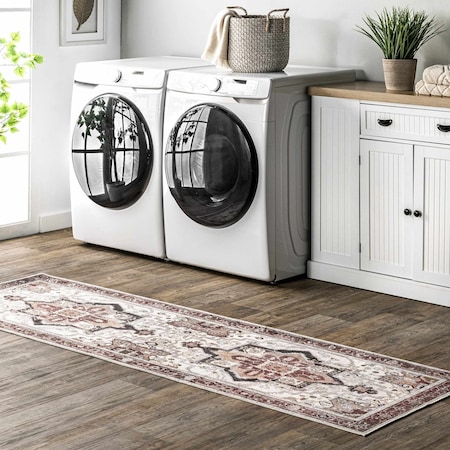 Nuloom Miley Machine Washable Traditional Medallion Area Rug 2ft 6in x 8ft HJAU10A-2608